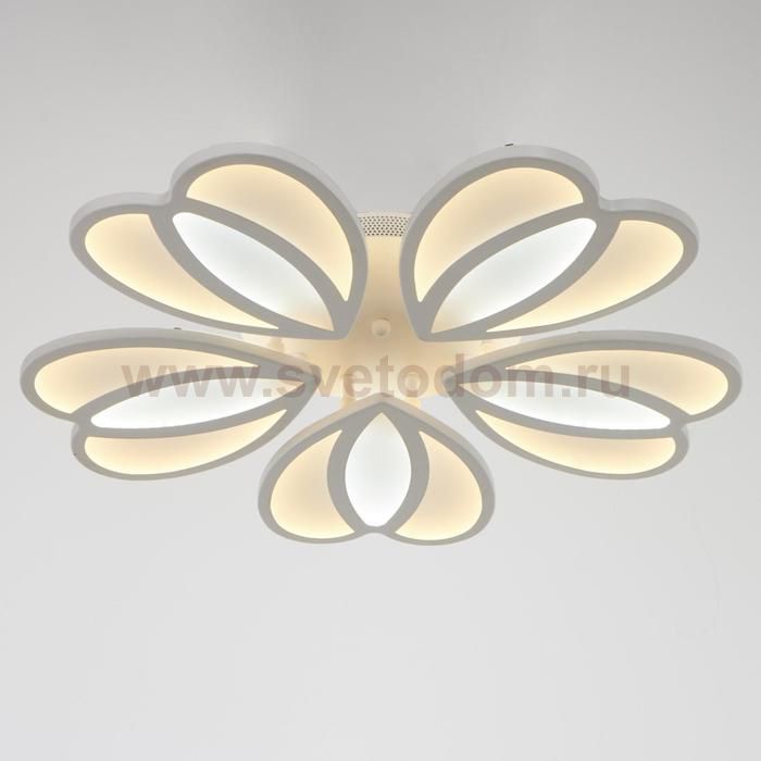 Люстра с ПДУ 10035/5WT LED 200Вт 3000-6000К диммер белый 62х62 см