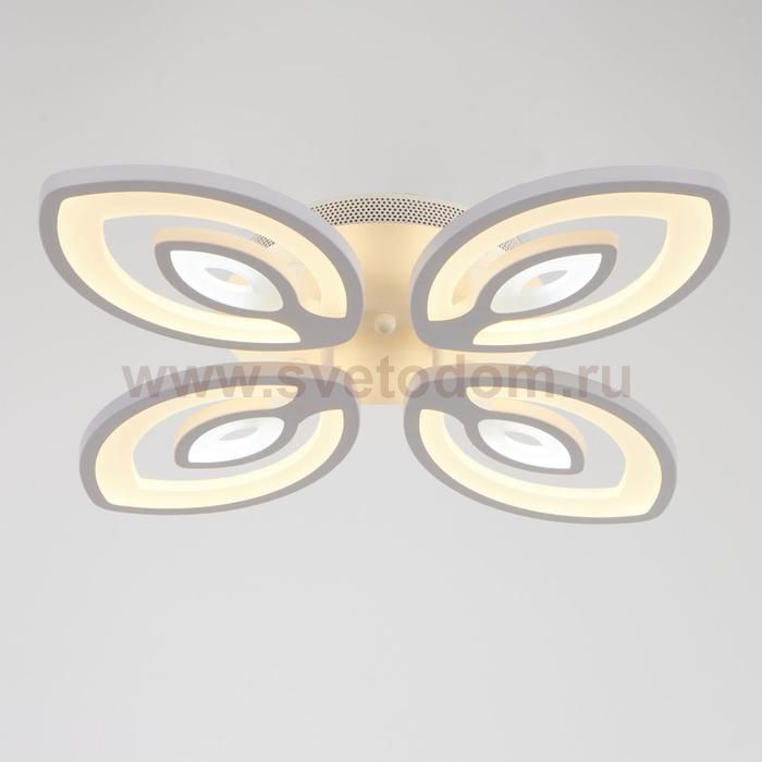 Люстра с ПДУ 10036/4WT LED 128Вт 3000-6000К диммер белый 55х55 см