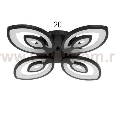 Люстра с ПДУ 10036/4BK LED 128Вт 3000-6000К диммер черный 55х55 см