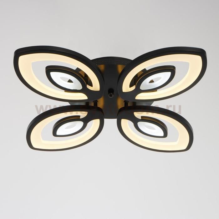 Люстра с ПДУ 10036/4BK LED 128Вт 3000-6000К диммер черный 55х55 см