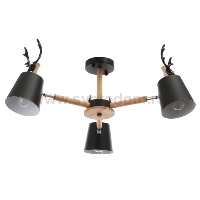 Люстра 1073/3BK E27 60Вт черный 72х72х50 см