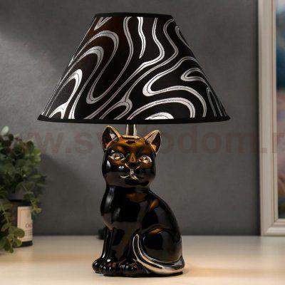 Лампа настольная 16279/1BK+CR Е14 40Вт черно-хромовый 25х25х34 см