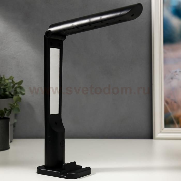 Лампа настольная сенсорная 1522/1BK 10хLED 5Вт АКБ USB 3 режима черный 6,5х9х25,5 см
