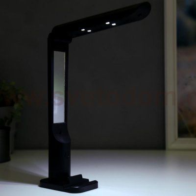 Лампа настольная сенсорная 1522/1BK 10хLED 5Вт АКБ USB 3 режима черный 6,5х9х25,5 см