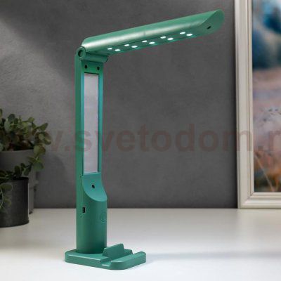 Лампа настольная сенсорная 1522/1GR 10хLED 5Вт АКБ USB 3 режима зеленый 6,5х9х25,5 см
