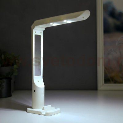 Лампа настольная сенсорная 1522/1WT 10хLED 5Вт АКБ USB 3 режима белый 6,5х9х25,5 см