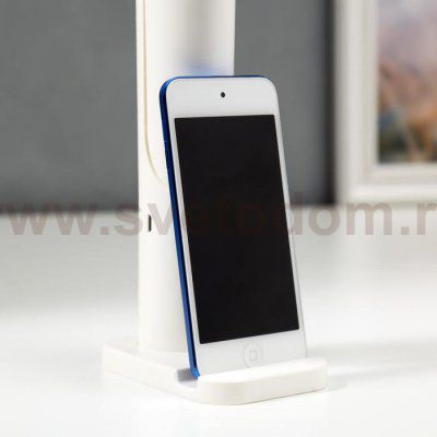 Лампа настольная сенсорная 1522/1WT 10хLED 5Вт АКБ USB 3 режима белый 6,5х9х25,5 см