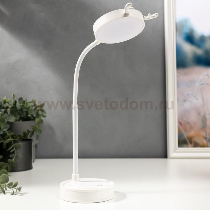 Лампа настольная сенсорная 1523/1WT 30хLED 3Вт АКБ USB 2 режима белый 10х10х41 см