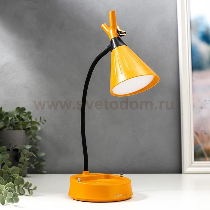 Настольная лампа с диммером 16299/1YL LED 4Вт USB АКБ 3000-6000К желтый 12,3х12,3х37 см