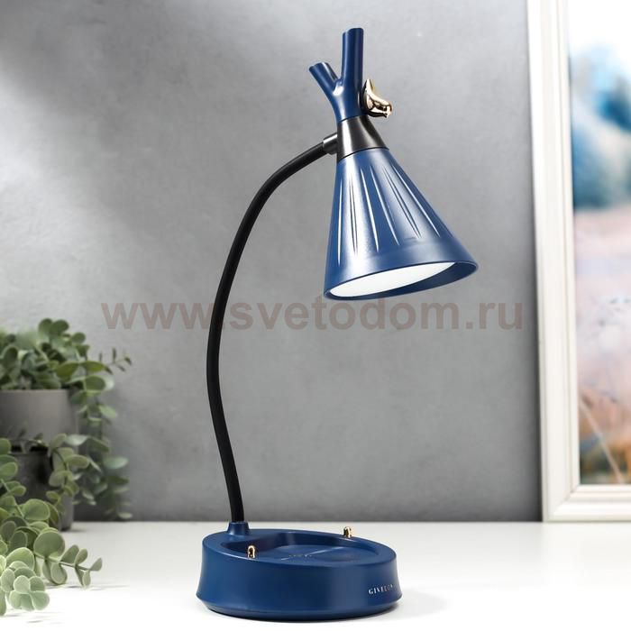 Настольная лампа с диммером 16299/1BL LED 4Вт USB АКБ 3000-6000К синий 12,3х12,3х37 см
