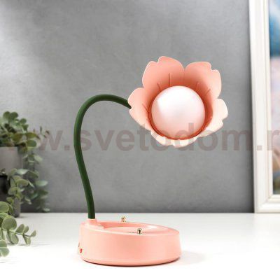 Настольная лампа с диммером 16300/1RD LED 4Вт USB АКБ 3000-6000К персик 12,3х12,3х37 см