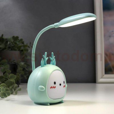 Лампа настодльная с ночником 16450/1 LED 2Вт 3 режима АКБ USB нежно-зеленый 8,5х7х28 см