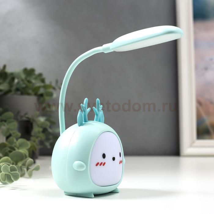 Лампа настодльная с ночником 16450/1 LED 2Вт 3 режима АКБ USB нежно-зеленый 8,5х7х28 см