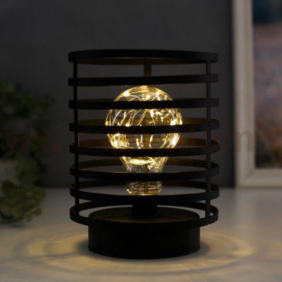 Ночник лофт 16453/1BK LED от батареек 3хАА черный 15,5х15,5х20 см