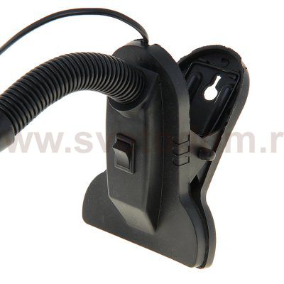 Лампа настольная Е27, с выкл. на зажиме (220В) черная (108В)