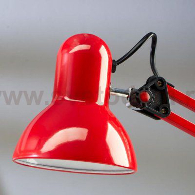 Лампа настольная Е27, h=55 см, шарнирная, на зажиме (220В) красная