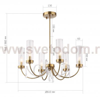 SL1400.303.06 Люстра подвесная ST-Luce Латунь/Латунь, Прозрачный E14 6*40W ILLUMIA