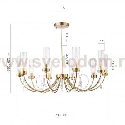SL1400.303.10 Люстра подвесная ST-Luce Латунь/Латунь, Прозрачный E14 10*40W ILLUMIA
