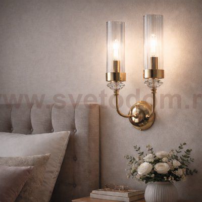 SL1402.201.02 Светильник настенный ST-Luce Латунь/Прозрачный E14*2 40W Elegra