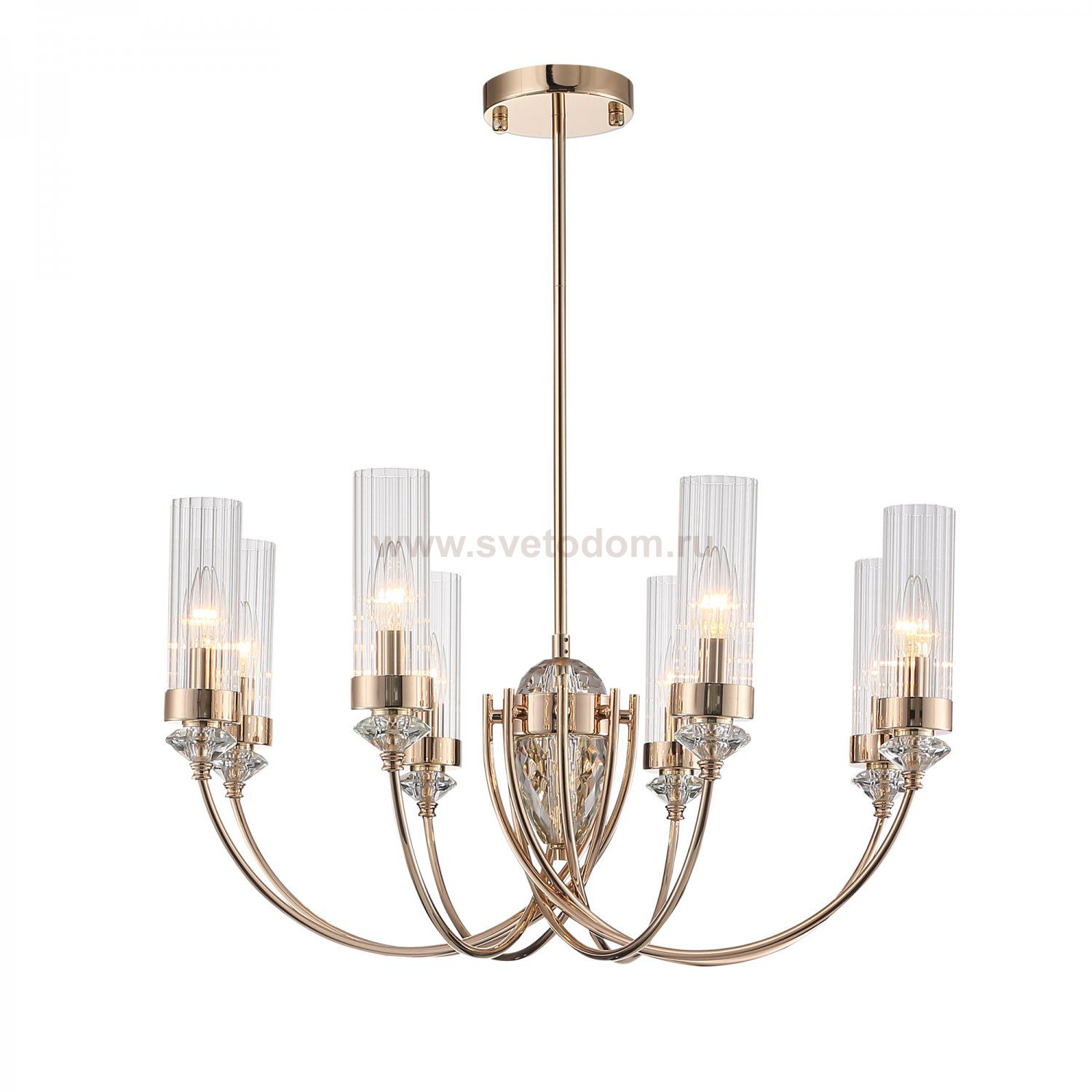 SL1402.203.08 Люстра подвесная ST-Luce Латунь/Прозрачный E14*8 40W Elegra