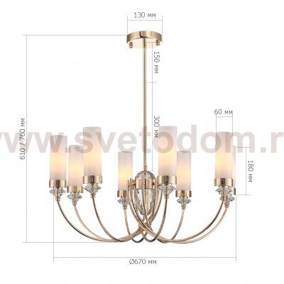 SL1402.253.08 Люстра подвесная ST-Luce Латунь/Прозрачный E14*8 40W Elegra