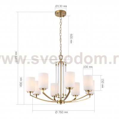 SL1403.303.08 Люстра подвесная ST-Luce Латунь/Прозрачный E27*8 40W OPALUS