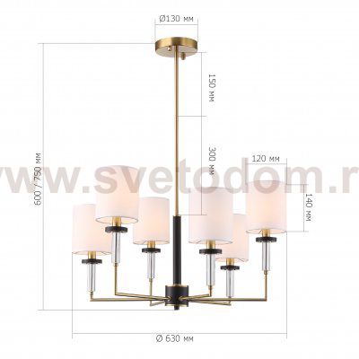 SL1404.303.06 Люстра подвесная ST-Luce Латунь/Прозрачный E14*6 40W VERITAS