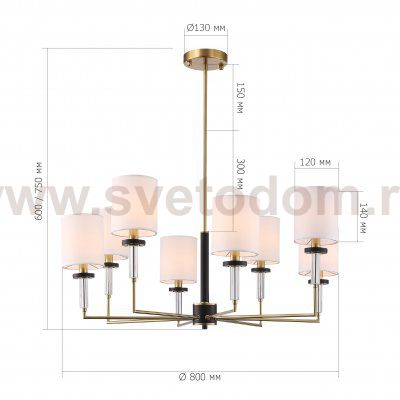 SL1404.303.08 Люстра подвесная ST-Luce Латунь/Прозрачный E14*8 40W VERITAS
