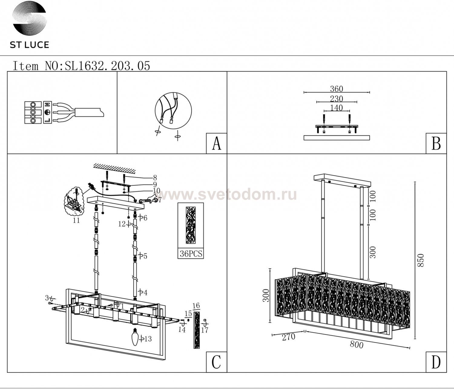 Люстра подвесная St luce SL1632.203.05 MIRA