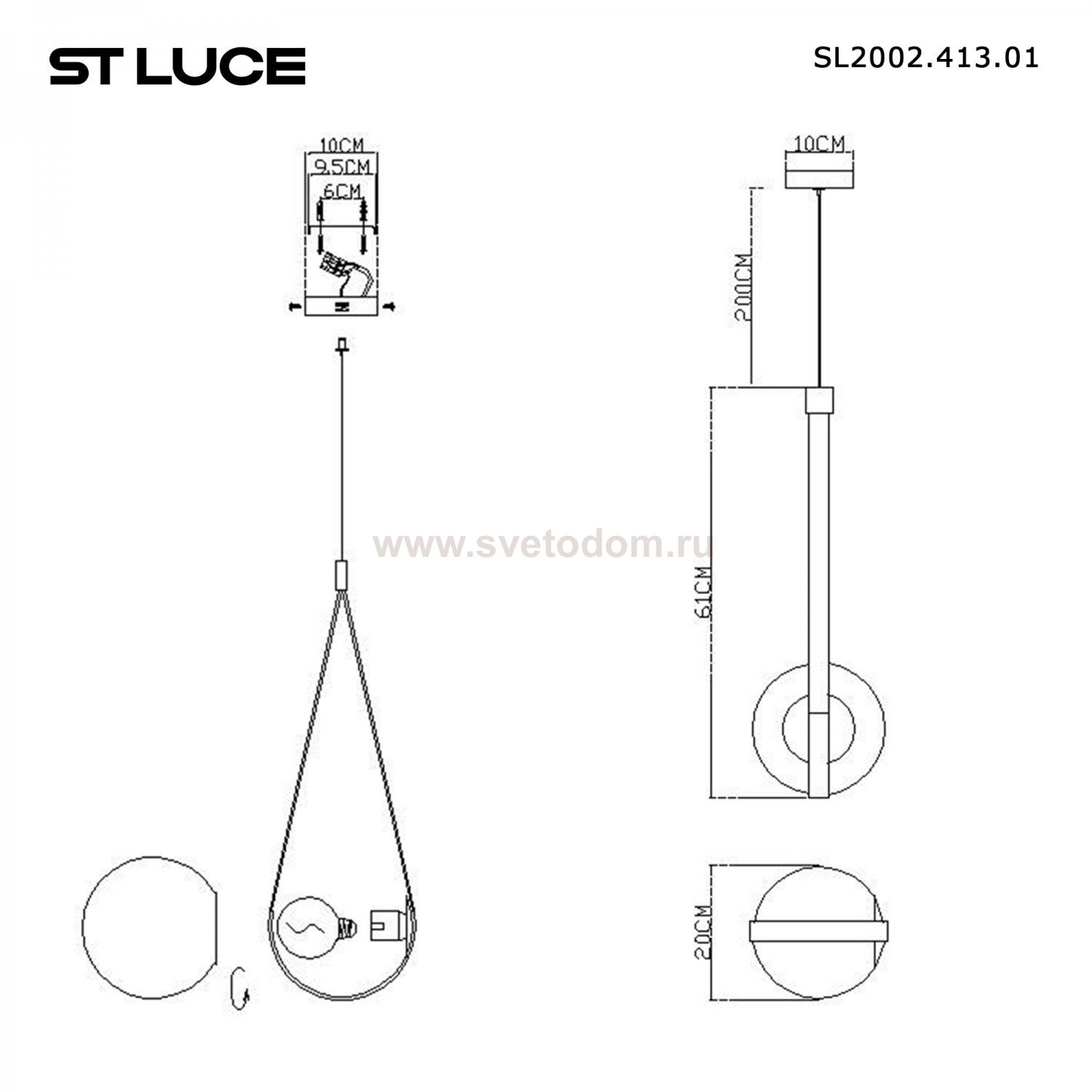 Светильник  с лампой накаливания St luce SL2002.413.01 MOONBAG