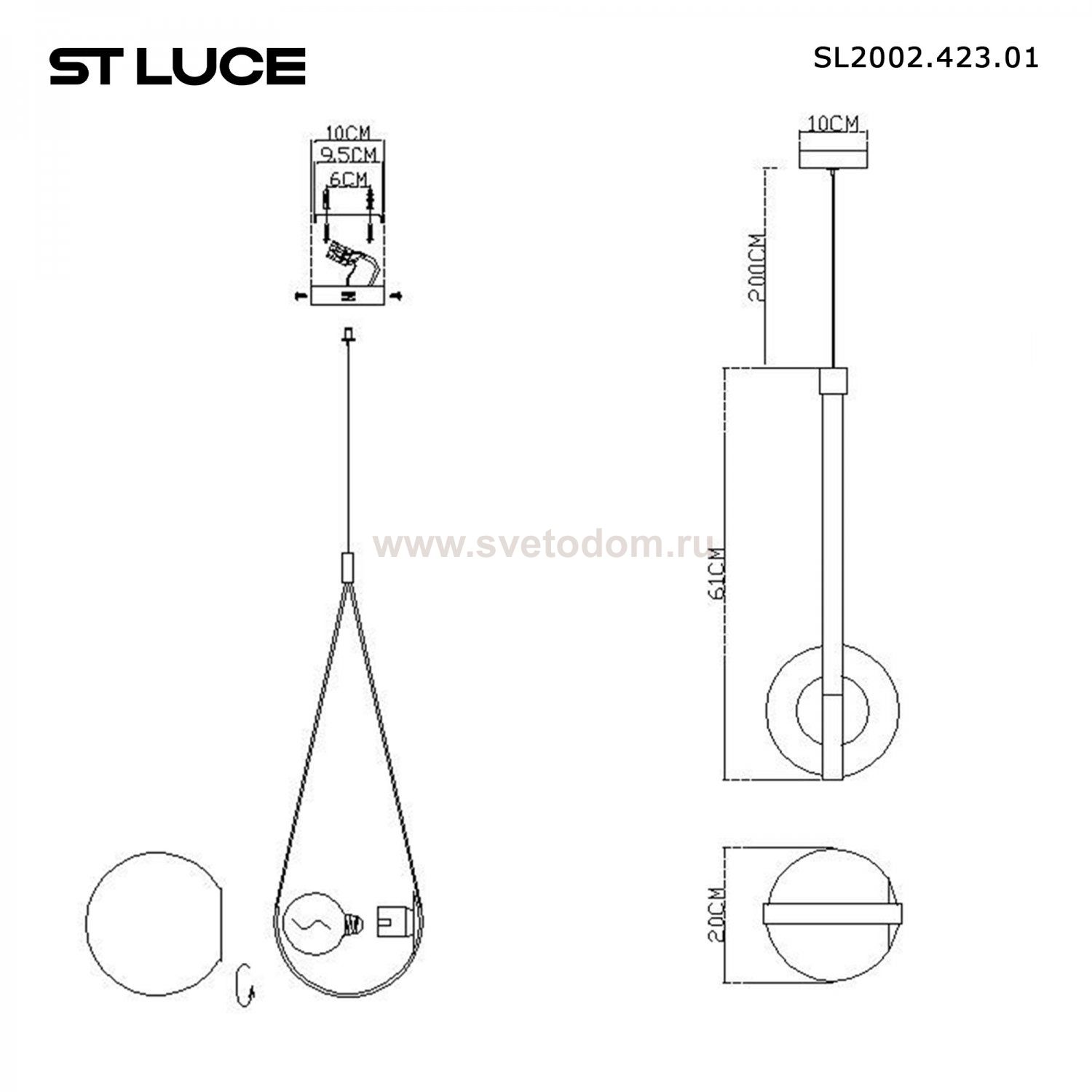Светильник  с лампой накаливания St luce SL2002.423.01 MOONBAG