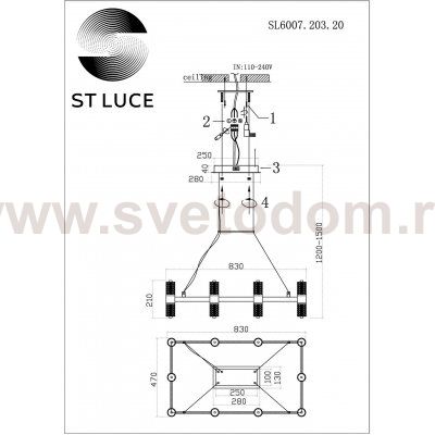 Люстра подвесная St luce SL6007.203.54 GEMINA