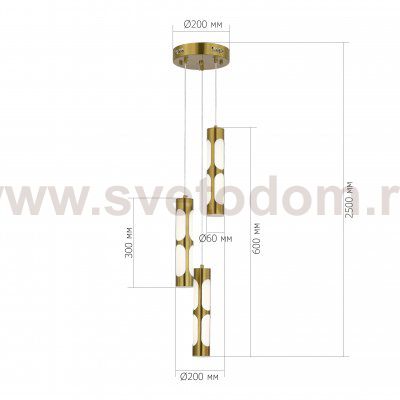 SL6237.303.03 Светильник подвесной ST-Luce латунь/белый LED 3*6W 4000K DALLAMOS