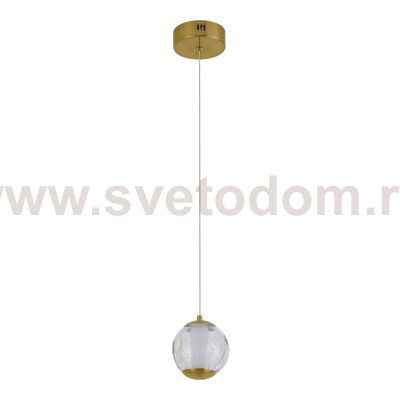 SL6520.303.01 Светильник подвесной ST-Luce латунь/прозрачный с пузырьками воздуха LED 1*5W 4000K HELMI