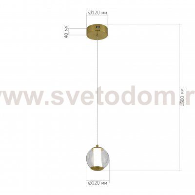 SL6520.303.01 Светильник подвесной ST-Luce латунь/прозрачный с пузырьками воздуха LED 1*5W 4000K HELMI