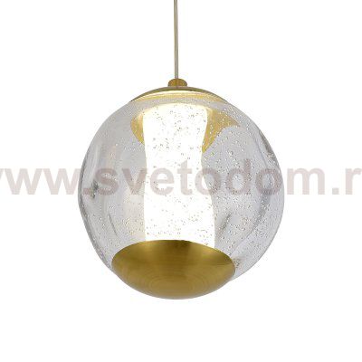 SL6520.303.01 Светильник подвесной ST-Luce латунь/прозрачный с пузырьками воздуха LED 1*5W 4000K HELMI