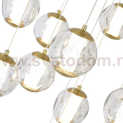 SL6520.303.13 Светильник подвесной ST-Luce латунь/прозрачный с пузырьками воздуха LED 1*65W 4000K HELMI