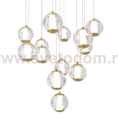 SL6520.303.13 Светильник подвесной ST-Luce латунь/прозрачный с пузырьками воздуха LED 1*65W 4000K HELMI