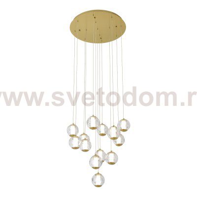 SL6520.303.13 Светильник подвесной ST-Luce латунь/прозрачный с пузырьками воздуха LED 1*65W 4000K HELMI