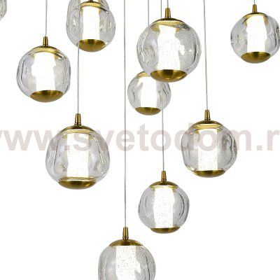 SL6520.303.20 Светильник подвесной ST-Luce латунь/прозрачный с пузырьками воздуха LED 1*100W 4000K HELMI