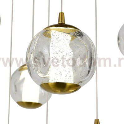 SL6520.303.20 Светильник подвесной ST-Luce латунь/прозрачный с пузырьками воздуха LED 1*100W 4000K HELMI