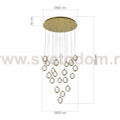 SL6520.303.20 Светильник подвесной ST-Luce латунь/прозрачный с пузырьками воздуха LED 1*100W 4000K HELMI