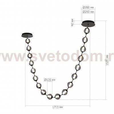 SL6520.403.18 Светильник подвесной ST-Luce черный жемчуг/прозрачно-дымчатый LED 1*90W 4000K HELMI
