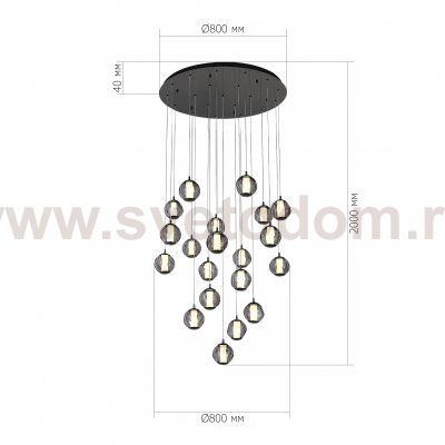 SL6520.403.20 Светильник подвесной ST-Luce черный жемчуг/прозрачно-дымчатый LED 1*100W 4000K HELMI