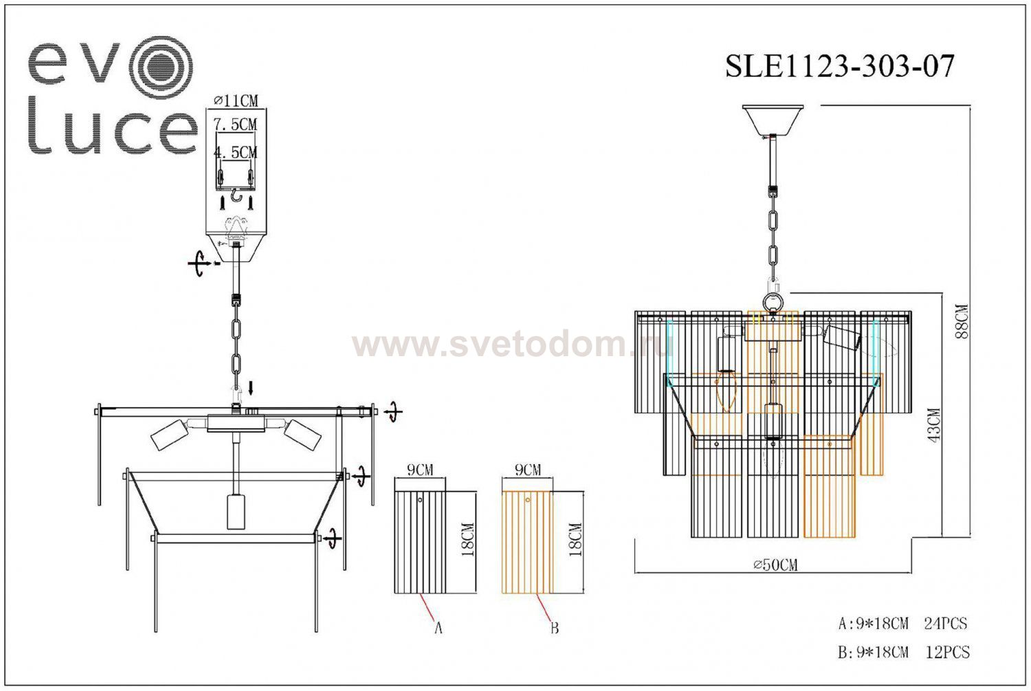 Светильник  с лампой накаливания St luce SLE1123-303-07 TRESA