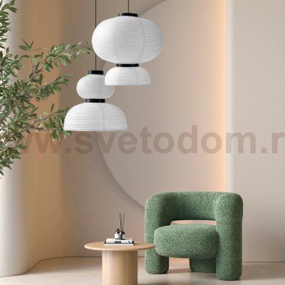 SLE6021-503-02 Светильник подвесной черный/белый D350*H500mm E27 2*60W LYKKE