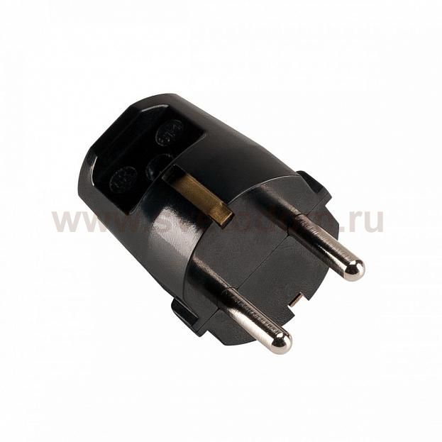 111880 SLV ШТЕКЕР с защитным контактом, бакелитовый, 250В AC, 16A макс., черный