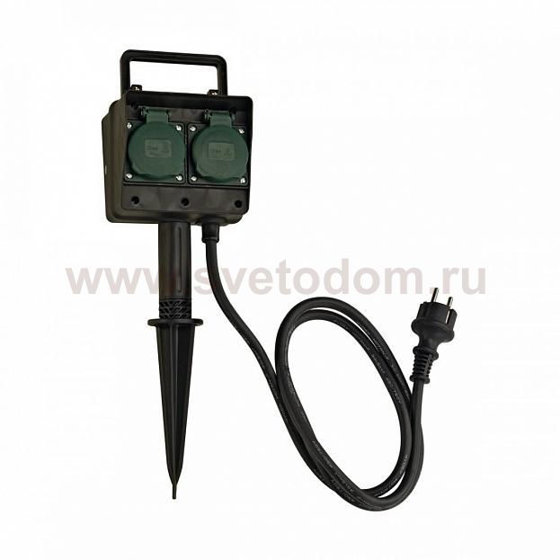 SLV 227001 4-Fach Gartensteckdose, IP44, mit 1,4m Anschlussleitung und Schutzkontaktstecker