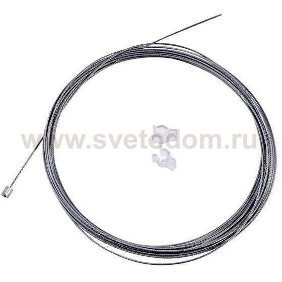 SLV 961036 Drahtseilabh?ngung aus Stahl, 1,0mm x 3000mm, einseitig mit Nippel, inkl. 2 Kabelclips