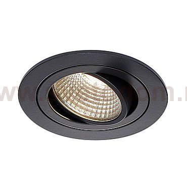 SLV 1000244 PIREQ 77 ROUND светильник встраиваемый 8Вт с LED 3000K, 700лм, 38°, с БП, черный